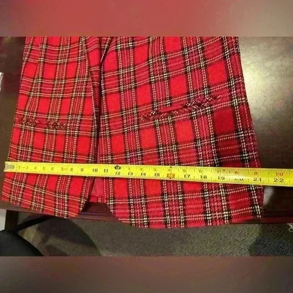 Vtg Sag Harbor‎ Blazer Women’s 8 Red/Black Tarton Plaid Wool Velvet Suit Jacket - Picture 6 of 9